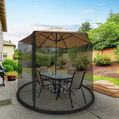Patio Umbrella Mosquito Net With Zippered Mesh For 7.5 Foot Umbrellas, Bug Screen, Weighted Bottom, Outdoor Coverage On Patio Table