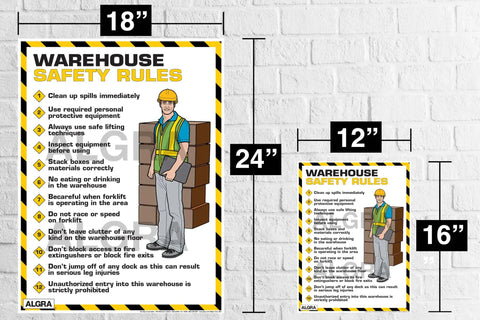 Warehouse Safety Rules Poster Hella Tough Laminated Wall Sign Osha Compliant Heavy Duty Forklift And Ppe Guidelines Straight Up Must Have Gear For Any Warehouse Floor Or Yard