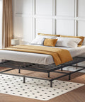Heavy Duty King Box Spring 2 Inch Low Profile Metal Bed Base Featuring Dense Steel Slats That Support Up To 3000 Pounds in modern bedroom setup.