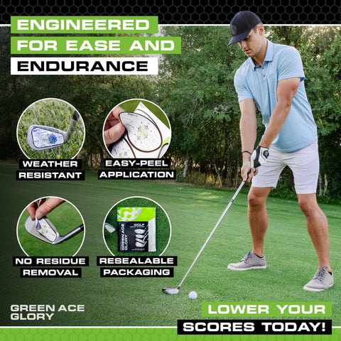 Golfer using Impact Tape For All Golf Clubs Easy Peel Contact Labels For Driver Fairway Iron And Putter Residue Free Training Aid