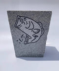 Tapered Granite Gravesite Vase With Engraved Design Gray Georgia Granite 8 By 6 By 10 Inches Handcrafted USA Made Memorial