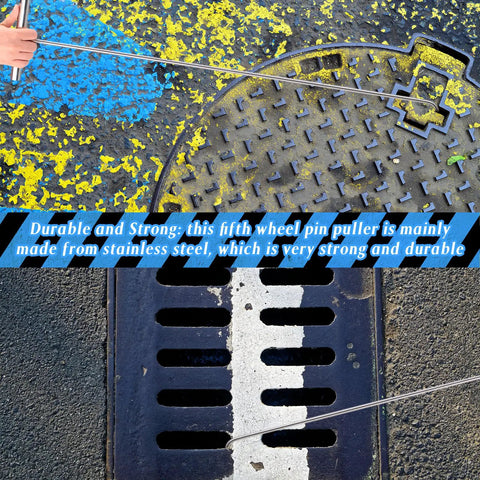 Beefy Six Pack 31 Inch Heavy Duty Steel J Hook Lifting Hooks Set used to lift a manhole cover and storm drain, durable steel construction