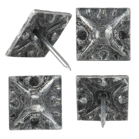 Heavy Duty Square Upholstery Nails Crafted From Solid Steel With Rich Pewter Finish, 5/8 in head decorative tacks for upholstery use.