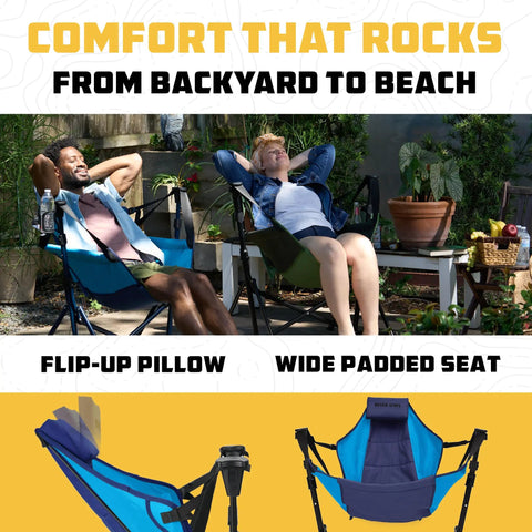 Cozy Hammock Chair For Adults That Feels Like A Chill Rocking Lounger Portable Folding Camp Chair in backyard relaxation scene