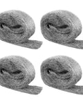 Four Pack Steel Wool For Mice Control 3.1 Inch By 13 Foot Coarse Grade Gap Filler in four rolls against white background