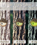 Tree Face Bird Feeder Outdoor Decor With Glow In The Dark Eyes Old Man Tree Hugger Sculpture Dope Yard Art, three stages of day to night.
