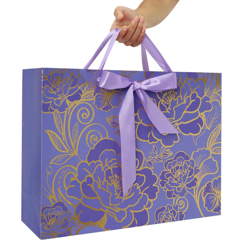 Extra Large 16.5 Inch Rose Purple Gift Bag Set With Greeting Card And Tissue Paper For Birthdays Mothers Day Weddings And Anniversaries