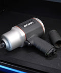 Shop Grade 3/4 Inch Drive Air Impact Wrench Featuring 1400 Ft Lbs Torque And 6000 Rpm Speed And Adjustable Pneumatic Mechanic Tool on dark surface.
