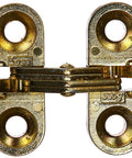 Hidden Mortise Mount Invisible Hinges, 1 In Leaf Height, Satin Brass Zinc Finish, Four Hole Pattern, Five By Three Quarters Screws