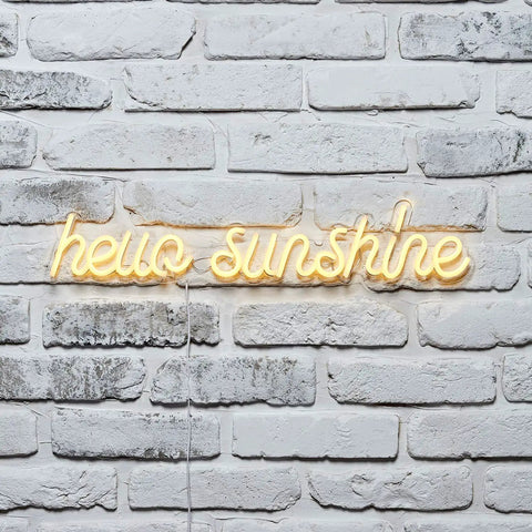 Lit Hello Sunshine Neon Yellow LED Sign Wall Light With 24 Inch Neon Flex Featuring 229 Yellow LEDs for indoor home decor
