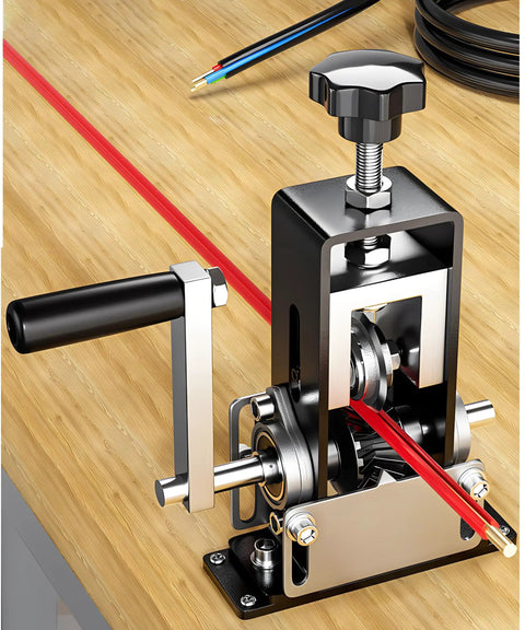 Manual Wire Stripping Machine For Copper Wires 0.04 To 1 Inch Portable Drill Powered Workhorse Wire Stripper with hand crank.
