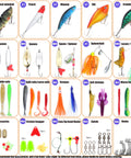 130Piece Pro Fishing Lures Kit With Tackle Box For Bass Anglers Includes Crankbaits Spinnerbaits Soft Plastics Topwater Lures Jigs Spoons Paddle Tail Swimbaits Hooks Saltwater And Freshwater displayed with various lure types and accessories.