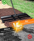 Heavy Duty Lawn Leveling Rake With 30 By 10 Inch Plate And 78 Inch Adjustable Handle, Curved Edge And Anti Fracture Connectors