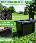 Universal Golf Cart Ball Washer And Club Head Cleaner Kit With Easy Snap Mount and Bad Ass Heavy Duty Power Brushes shown outdoors.