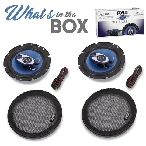 6.5 Inch Triaxial Car Speaker System 180W RMS 360W Peak 4 Ohm Impedance Three Quarter Inch Piezo Tweeter round blue cone with grilles