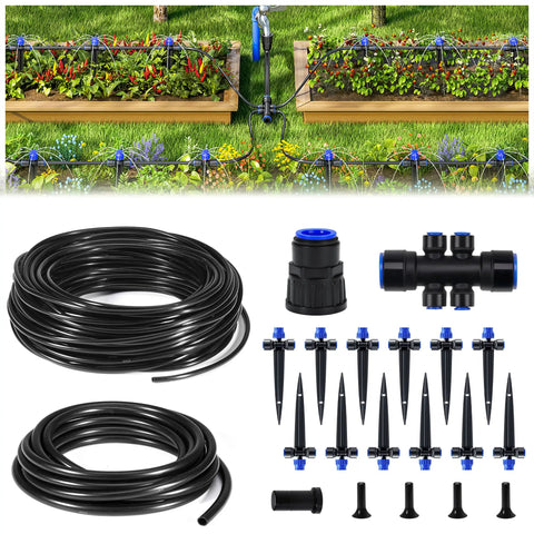 50Ft Drip Irrigation Kit For Plants With Quick Connectors, Water Saving Automatic Garden System For Patio And Lawn displayed