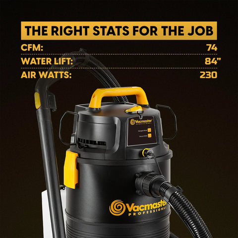 Beast Mode 8 Gallon Wet Dry Vacuum With External Detergent Tank And Remote Control stats displayed on unit.
