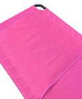 Close-up of Pink 2 Leg Chaise Lounge Chair With Polyester Comfort, Reclining Back, Headrest Pillow, Easy Open, Compact Storage fabric
