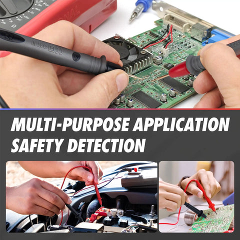 Testing circuit board with All In One 29 Piece Multimeter Test Leads Kit With Replaceable Wire Piercing Probes Alligator Clips Hook Clips And Tweezers For Digital Clamp Meter And General Multimeter Use Pro Grade DIY Friendly.