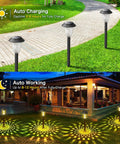 Color Changing Solar Pathway Lights 8 Pack Outdoor Dual Mode Warm White And Colorful LED Garden Path Lights with house view