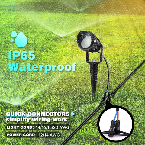 10W LED Landscape Lights 12V Outdoor Spotlight Plug And Play Connectors Low Voltage Yard Uplight Waterproof Lawn