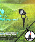 6 Pack 10W Low Voltage LED Landscape Lights Outdoor Spotlight 12V Warm White 1000 Lumens Waterproof Uplight Kit shown in grass with quick connectors
