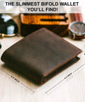 RFID Blocking Leather Wallet For Men With Extra Capacity Bifold Design Eight Card Slots Two ID Windows Ultra Durable Slim Billfold