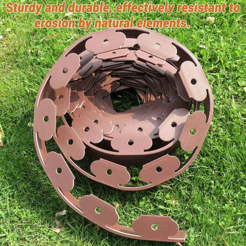 No Dig Garden Edging Kit 66 Feet Of Lawn Border With Plastic Stakes 2 Inch Tall Brown Border For Flower Beds And Pathways