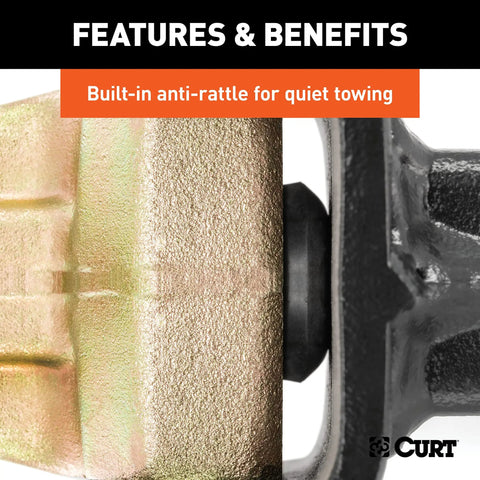 Close-up of anti-rattle feature on Dual Ball Adjustable Hitch Mount With 2 Inch Shank For Trailer Leveling, 14,000 Lb Towing Capacity