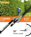 16 Inch Articulating Hedge Trimmer Attachment With Beefed-Up Dual Action Blade And 0.75 Inch Cutting Capacity, Adjustable Angles