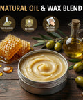 Natural oil and wax blend in tin with honeycomb, olives, and olive oil for furniture restoration. Absolute Game Changer Three In One Furniture Salve For Leather And Wood Polish Conditioner Restorer Fixes Busted Couches Removes Scratches Quick Easy To Apply Includes Brush And Pad For A Knockout Finish Daily.