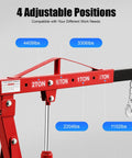 Heavy Duty Hydraulic Engine Hoist, 2 Ton Folding Shop Crane showing adjustable positions for various load capacities.