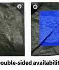 6x8 Feet Green Waterproof Tarp For Outdoor Gear And Firewood, showcasing double-sided green and blue design with grommets