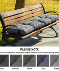 Outdoor park bench with 42 Inch By 16 Inch Bench Cushion With Durable Ties Cozy Memory Foam Comfort Non Slip Bottom For Indoor Outdoor Patio Seating Dark Grey Great For Kitchen And Dining Benches Or Window Seats, dark grey color.
