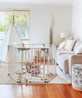 Royale Converta 3 In 1 Play Yard And 151 Inch Wide Baby Gate, 6 configurable panels, child in playpen