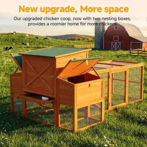 Xlarge Chicken Coop With Nesting Box And Run For Backyard Use, Premium Poultry Cage With Predator Proof Wire shown in field