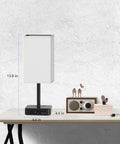 Touch Control Bedside Table Lamp With USB-C USB-A Ports And Two AC Outlets, LED Desk Light with white finish, on desk