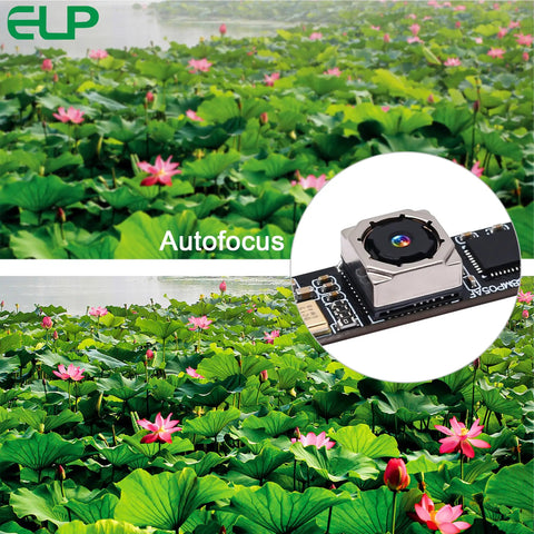 Close-up of 8MP USB Camera Module With Microphone Autofocus For PC And Laptop Plug And Play 4K Ready Lightburn Compatible Laser Engraver Webcam Mini Auto Focus Board CCTV USB Surveillance Camera For Raspberry Pi And Desktop against lotus pond background