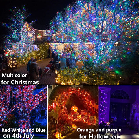 164Ft 500LED RGB String Lights Outdoor With Remote Timer Memory Waterproof For Indoor Outdoor Yard Garden Decor Patriotic 24 Colors 8 Modes Perfect For Fourth Of July Memorial Day Christmas Halloween