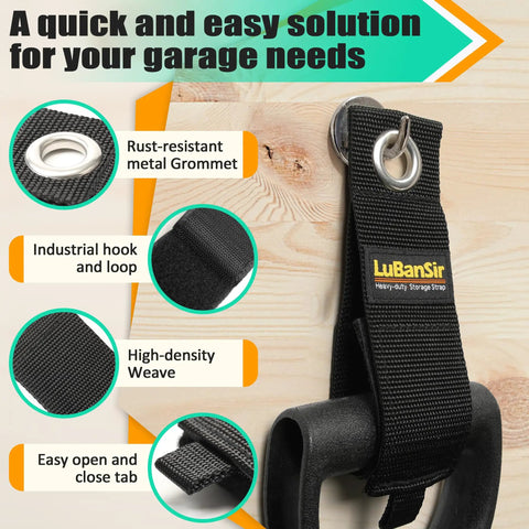 9 Pack Heavy Duty Extension Cord Holder Organizers For Garage Wall Storage 13 Inch Cord Straps with rust-resistant grommet