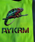 Premium Bright Orange Custom Printed Kids Reflective Vest High Visibility Safety Gear For School Run With Slick Adjustable Straps That Make Your Custom Print Look Absolutely Dope featuring colorful chameleon design.