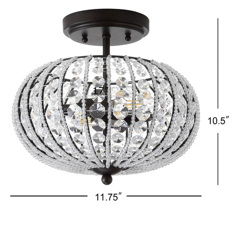 Oil Rubbed Bronze 11.7 Inch 2-Light Iron And Acrylic Crystal Semi-Flush Globe Ceiling Light For Bedroom And Hallway
