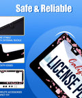 Dope Floral Pink License Plate Frame Stainless Steel With Screws Fits Standard US Plates 12.3 X 6.3 Inches Cherry Blossom Design