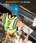 Worker using All In One Safety Lanyard Kit With Harness And Anchor For Fall Protection External Shock Absorber Roofing