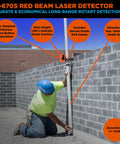 One Sided Laser Detector With Clamp For Red Beam Rotary Lasers On Outdoor Job Sites Red Beam Receiver Measures 4.5 By 2.5 Inch mounted on grade rod