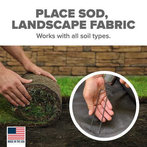 Dissolving Garden Landscape Staples 6 Inch Pins For Weed Barrier Fabric Stakes 11 Gauge Steel 200 Pack Made In USA Non Galvanized Rusting