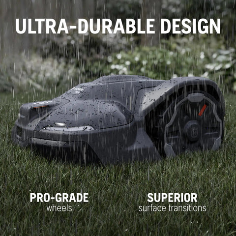 Automower 440iQ Robotic Lawn Mower For 2 Acre Yards Wire Free Low Maintenance No Fuss Set And Forget Operation in rain on grass