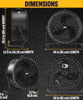 Dimensions of Beefed Up Heavy Duty 18 Inch High Velocity Drum Fan With 3400 CFM 4 Speed Control 360 Degree Adjustable Drum Head