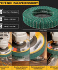 Ten Piece 120 And 240 Grit Scour Flap Discs For Metal Grinding And Rust Removal Four And A Half Inch Coarse Polishing Wheels For Angle Grinder Nylon Flap Sanding Pads with angle grinder action shot