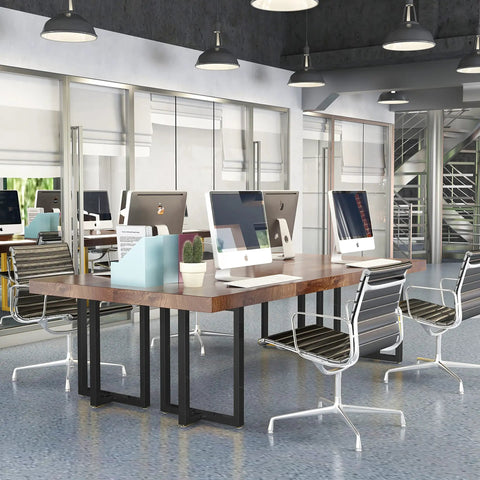 Office desk with Beefy Heavy Duty T Shape Metal Table Legs 28x24 Inch Industrial Desk Legs Set Black 2 Pack supporting computers